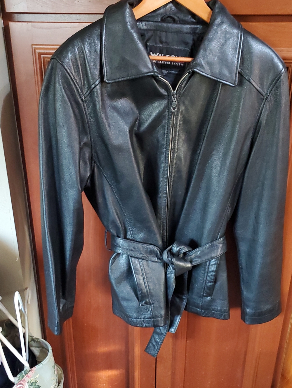 Wilsons Belted Leather Coat